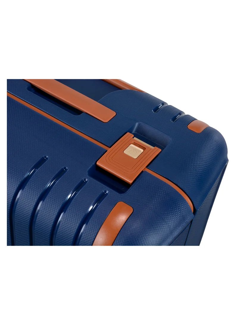 eminent Vertica Hard Case Travel Bag Medium Luggage Trolley Polypropylene Lightweight Suitcase 4 Quiet Double Spinner Wheels With TSA Lock B0006 Dark Blue Brown Trim