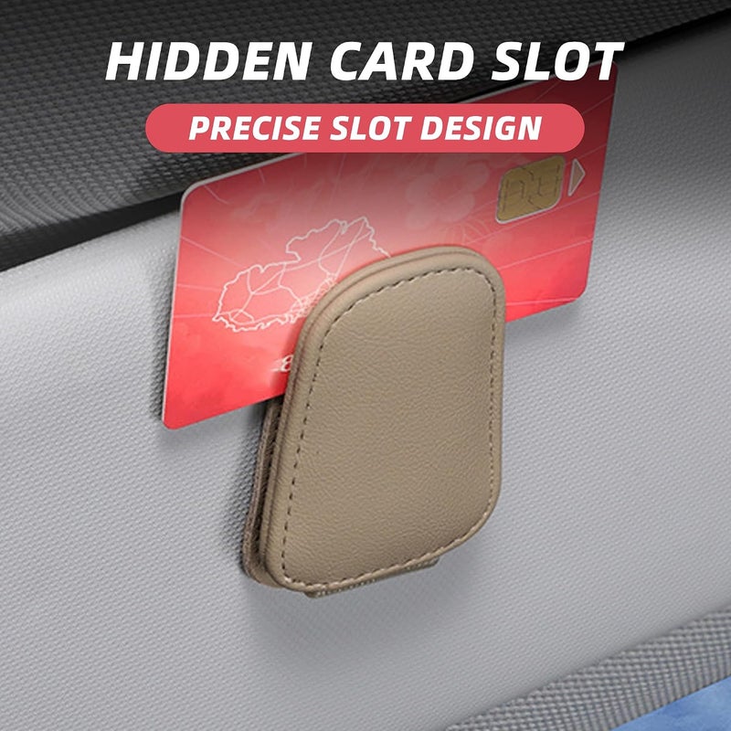 Couslcd 2PCS Sunglasses Holders for Car Sun Visor, Leather Eyeglasses Hanger Mounter, Magnetic Glasses Holder and Ticket Card Clip, Universal Auto Interior Accessories (Yellow, 2PCS) - Image 4
