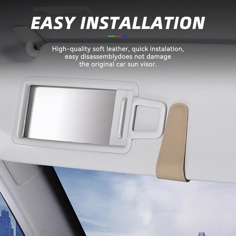 Couslcd 2PCS Sunglasses Holders for Car Sun Visor, Leather Eyeglasses Hanger Mounter, Magnetic Glasses Holder and Ticket Card Clip, Universal Auto Interior Accessories (Yellow, 2PCS) - Image 5