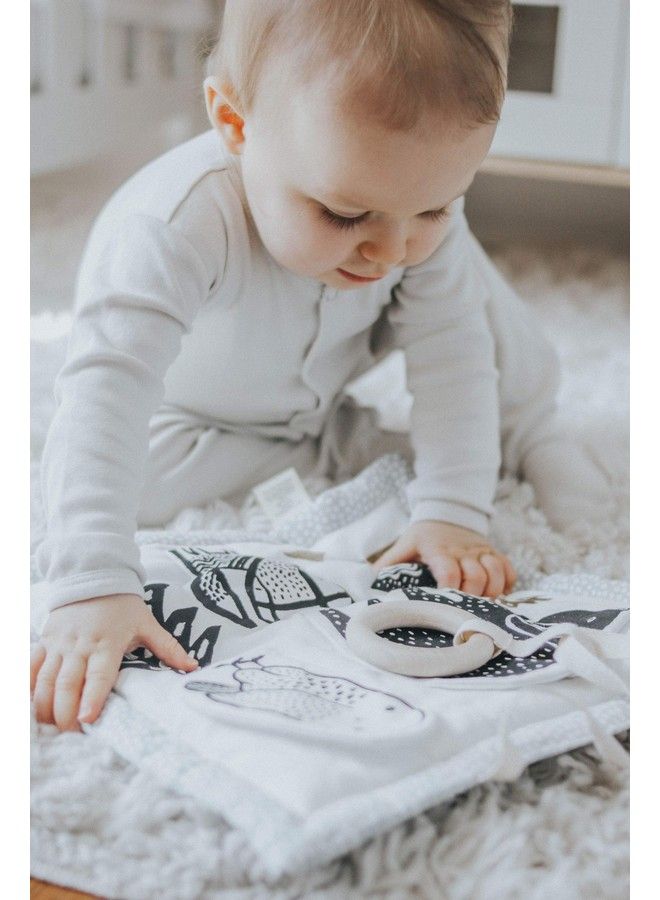 Wee Gallery Organic Activity Pad High Contrast Tummy Time Play Mat With 4 Interactive Activities Soft Sensory Toys For Babies Visual & Motor Skill Development Toy (Woodland) - Image 4