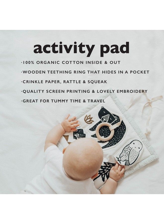 Wee Gallery Organic Activity Pad High Contrast Tummy Time Play Mat With 4 Interactive Activities Soft Sensory Toys For Babies Visual & Motor Skill Development Toy (Woodland) - Image 5