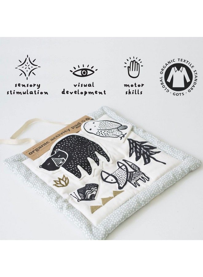 Wee Gallery Organic Activity Pad High Contrast Tummy Time Play Mat With 4 Interactive Activities Soft Sensory Toys For Babies Visual & Motor Skill Development Toy (Woodland) - Image 3