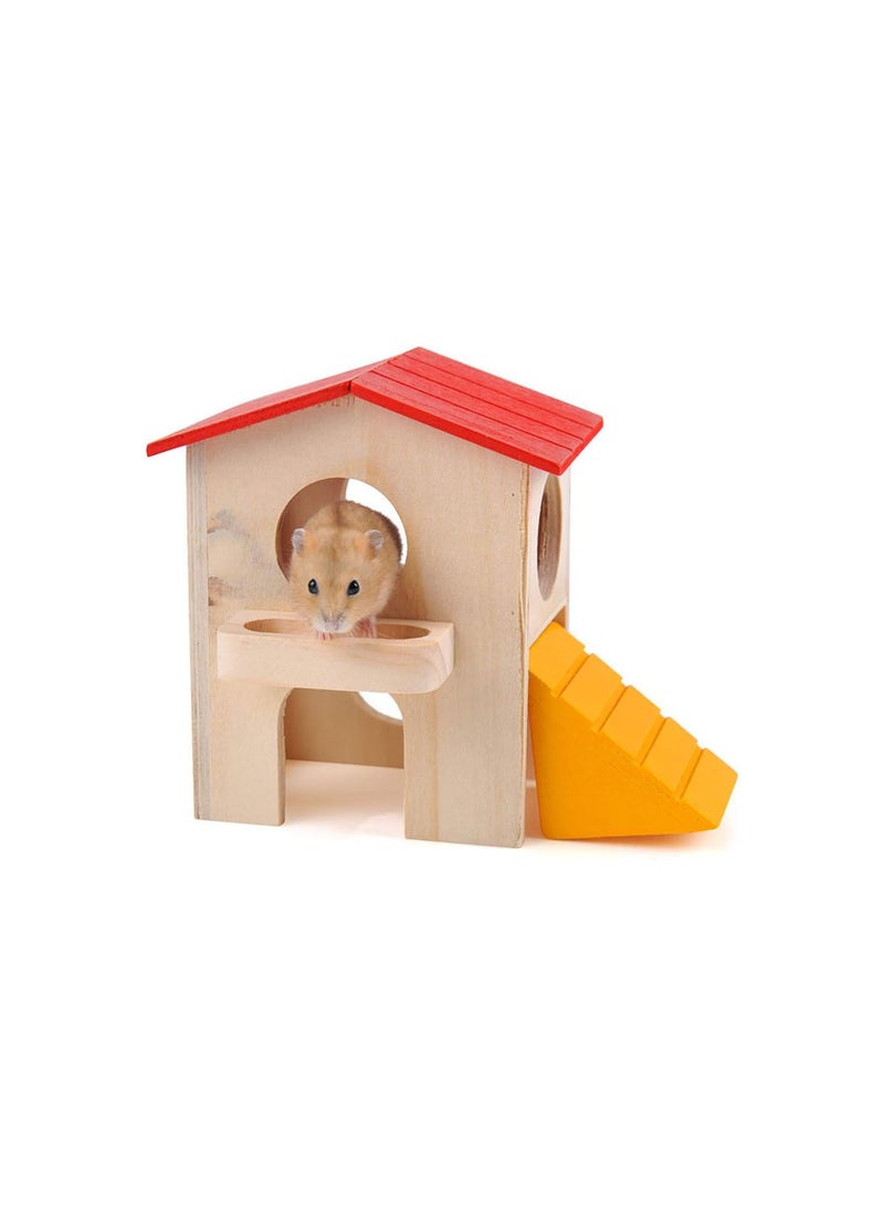 GGOOT Hamster Hideout House - Deluxe 2 Layers Wooden Hideaway Hut Exercise Play and Climbing Toys for Dwarf Hamster,Mouse, Rat and Other Small Animals - Image 1