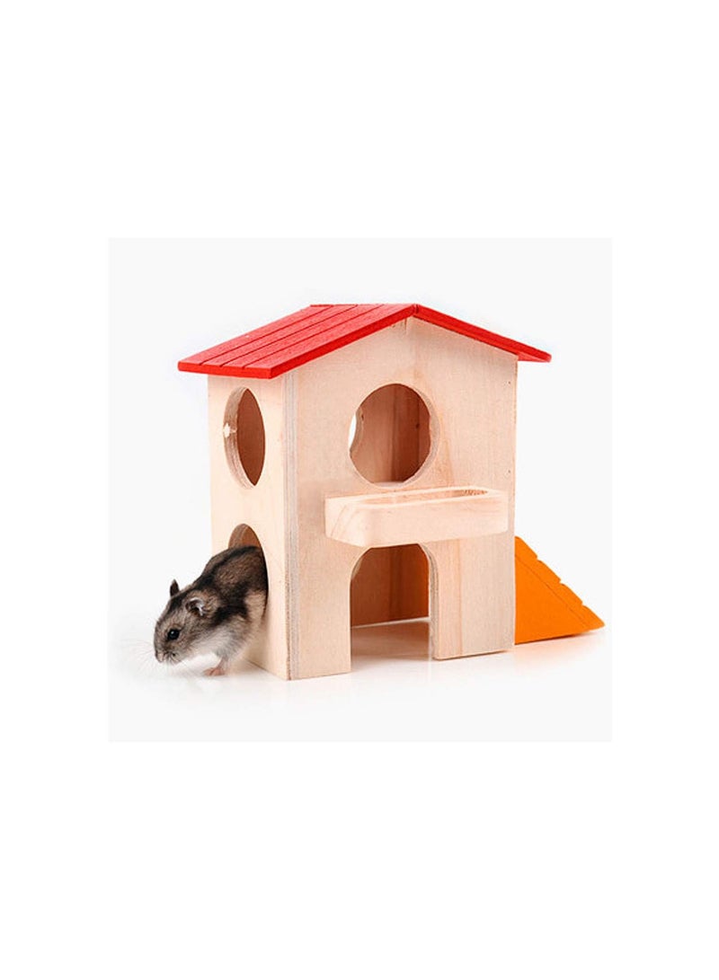 GGOOT Hamster Hideout House - Deluxe 2 Layers Wooden Hideaway Hut Exercise Play and Climbing Toys for Dwarf Hamster,Mouse, Rat and Other Small Animals - Image 2