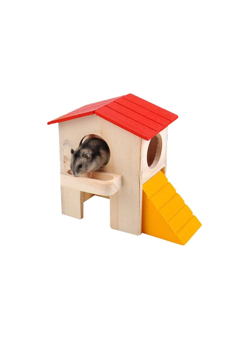 GGOOT Hamster Hideout House - Deluxe 2 Layers Wooden Hideaway Hut Exercise Play and Climbing Toys for Dwarf Hamster,Mouse, Rat and Other Small Animals - Image 3