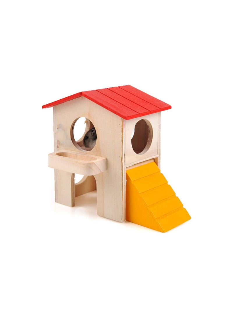GGOOT Hamster Hideout House - Deluxe 2 Layers Wooden Hideaway Hut Exercise Play and Climbing Toys for Dwarf Hamster,Mouse, Rat and Other Small Animals - Image 4