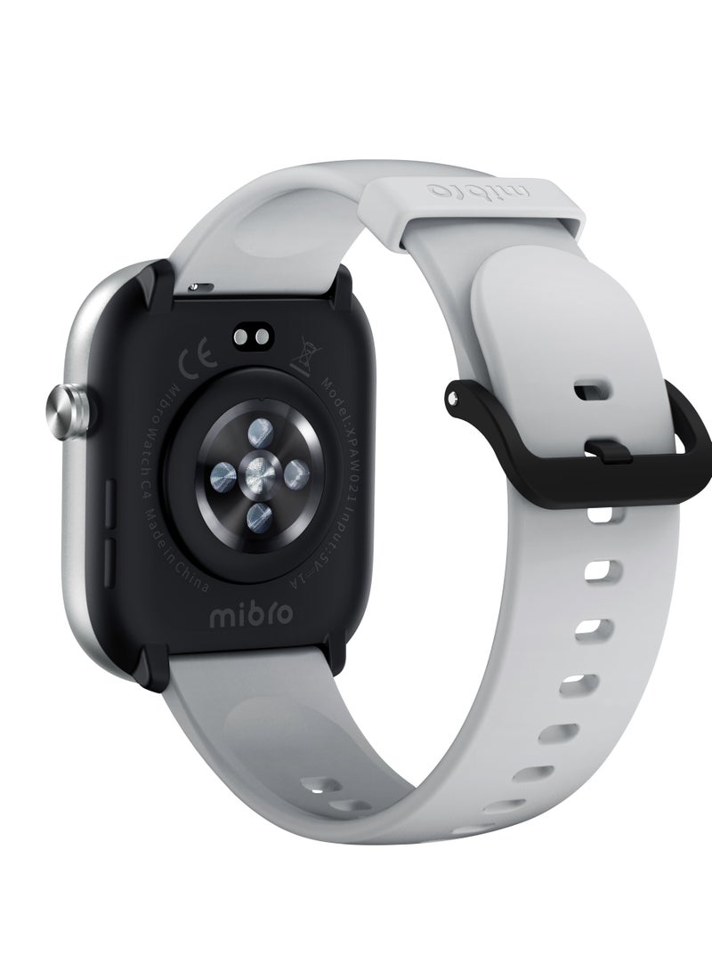 Mibro Watch C4 Silver, Metal+PC&GF, 2.01 inch  TFT, BT Call, 300mAh, 2ATM, +100 Sport Modes" - Image 2