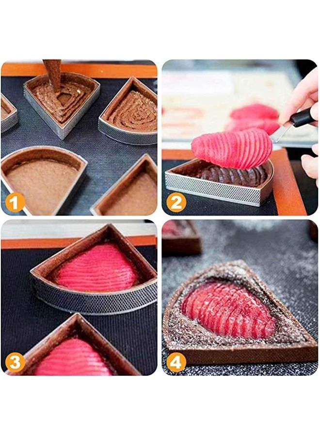 6 Pcs Tart Rings,Stainless Steel Perforated Tart Ring for Baking,Pastry Ring for French Tarte,Tart Crust,Gift Package,Fan Shape Chocolate Molds Round Cake Mold Cheesecake Cake Template Cake Tray  - Image 5