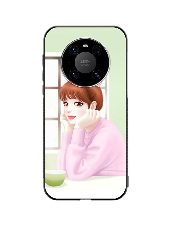 VR CREATIVE Protective Case Cover For Huawei Mate 40 Girl Having Tea Design Multicolour - Image 1