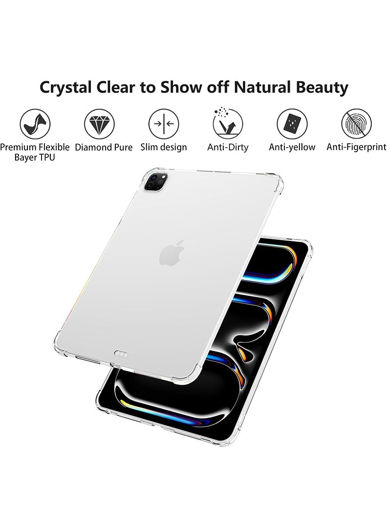 Theodor Clear Case For Apple iPad Pro 11-Inch M4 2024 (5th Gen), Shock-Absorption TPU Cover with Reinforced Corners, Soft Flexible & Crystal Clear Protective Bumper Case - Image 3