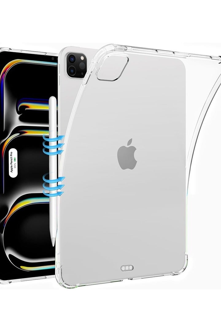 Theodor Clear Case For Apple iPad Pro 11-Inch M4 2024 (5th Gen), Shock-Absorption TPU Cover with Reinforced Corners, Soft Flexible & Crystal Clear Protective Bumper Case - Image 1