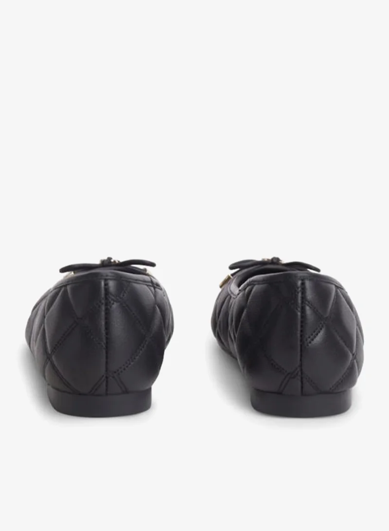 Tommy Hilfiger Black Logo Charm Quilted Leather Ballerinas for Women | Best Price UAE
