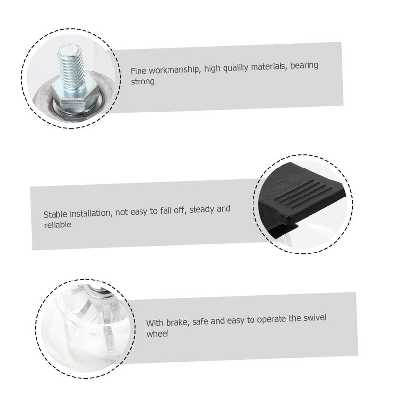 5Pcs Heavy Duty Noiseless Swivel Caster Wheels With Brake For Furniture Chairs And Carts - Image 3