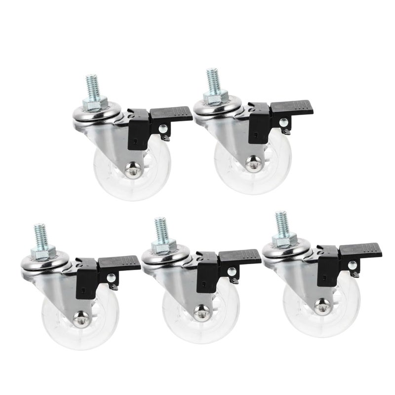 5Pcs Heavy Duty Noiseless Swivel Caster Wheels With Brake For Furniture Chairs And Carts - Image 2