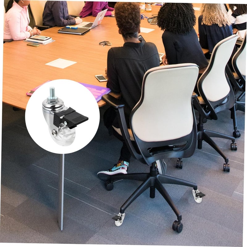 5Pcs Heavy Duty Noiseless Swivel Caster Wheels With Brake For Furniture Chairs And Carts - Image 5