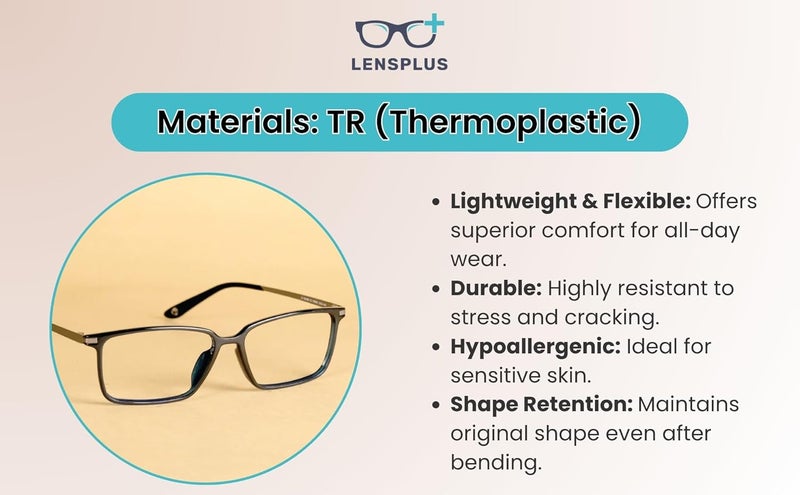 Lens + Lensplus Bigcateye TR Full Rim Eyeglasses with Lightweight Unisex Eyewear for Men & Women | Stylish Computer & Daily Use Frame - Image 5