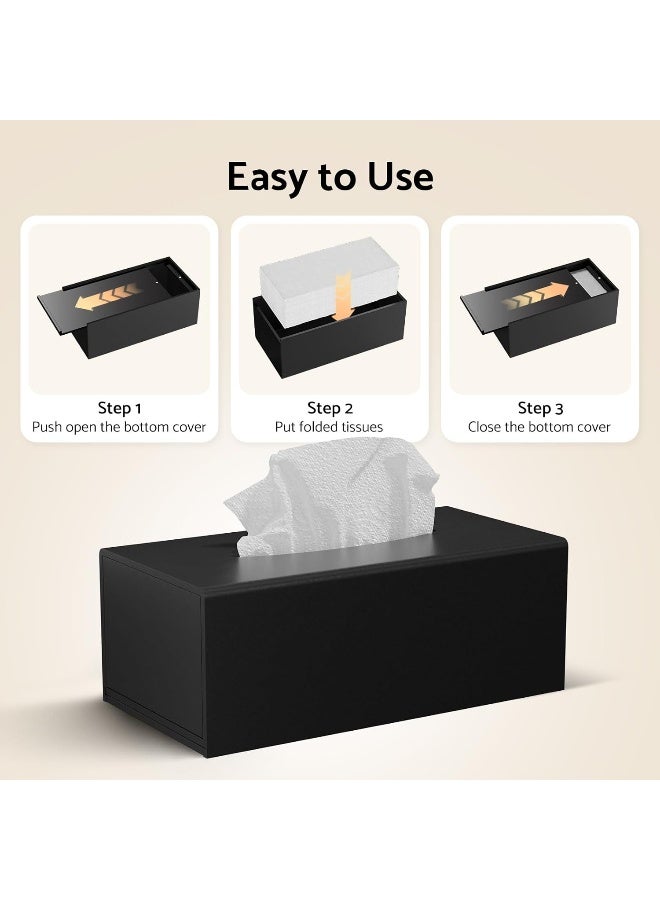 TPGP Acrylic Tissue Box Cover Tissue Holder Napkin Dispenser For Home Office Restaurant-Black  - Image 5