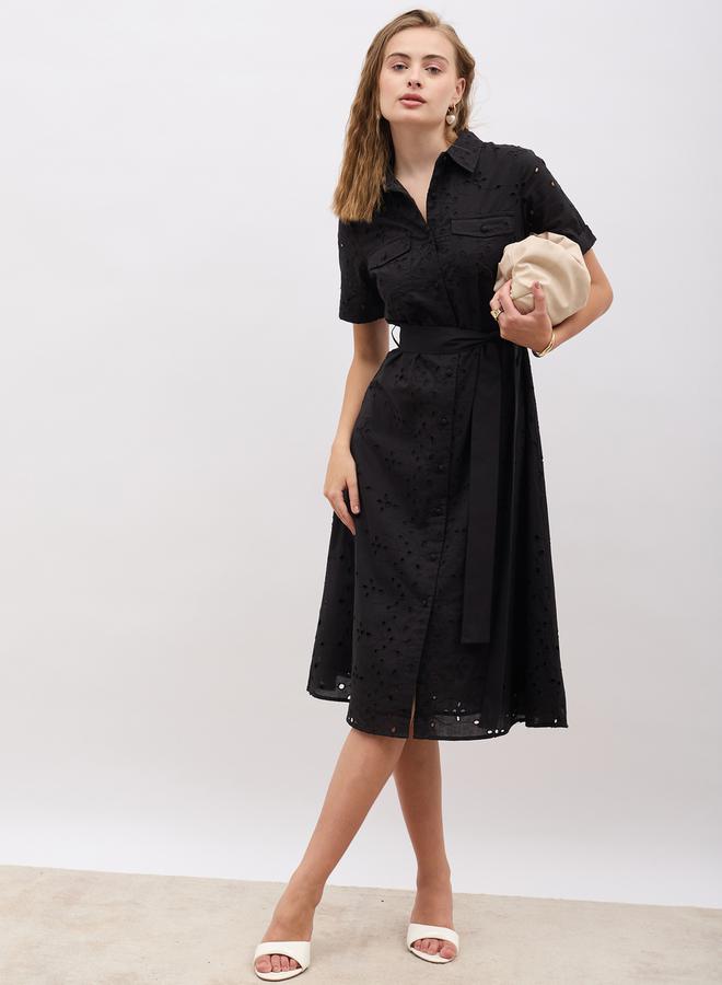 Styli Eyelet Shirt Dress - Image 1