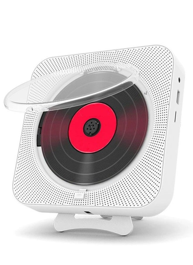 Portable Bluetooth with Speakers CD Players for Home Boombox, Remote Control, Support CD/Bluetooth/FM Radio/U Stick/AUX/Clock/Headphone Jack, LED Screen Display, White