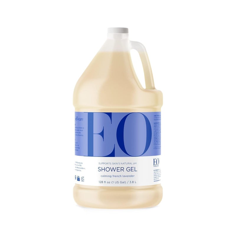 EO Shower Gel Body Wash Refill, 1 Gallon, French Lavender, Organic Plant-Based Skin Conditioning Cleanser with Pure Essentials Oils - Image 1