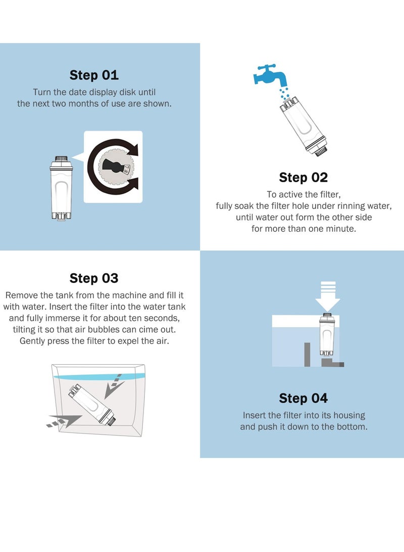 SYOSI استبدال فلتر 2 قطعة فلتر آلة القهوة العنصر متوافق مع فلتر ديلونجي DLSC002 استبدال منعم المياه مانع الكربون المنشط متوافق مع ECAM ESAM ETAM BCO EC - Image 5