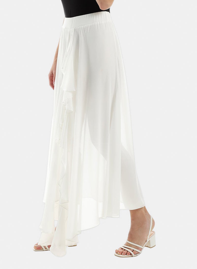 Fazzali Pants Overlaid With Asymmetric Ruffled Chiffon - Image 3