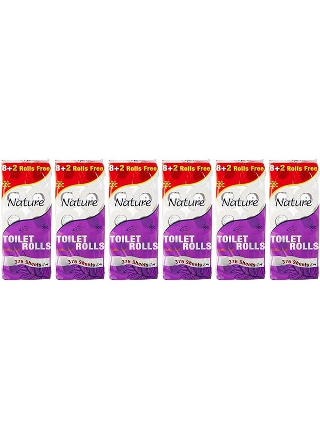NATURE Toilet Rolls  375 Sheets X 2 Ply Pack of 60 Rolls White  - Image 1
