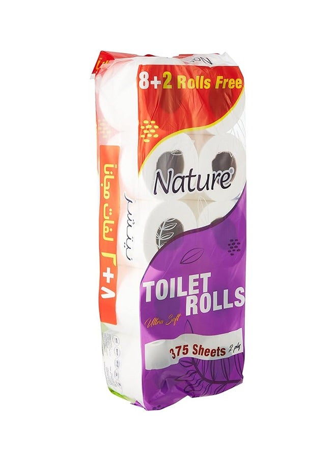 NATURE Toilet Rolls  375 Sheets X 2 Ply Pack of 60 Rolls White  - Image 2