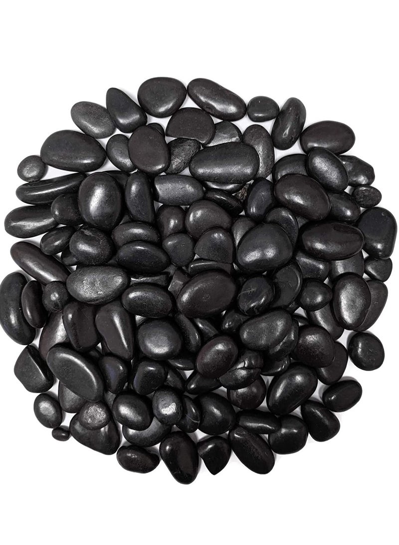 vsell24 1-2 cm Black Decorative Pebbles River Rock Large Black Light Polished Stones For Glassware, Vases, Outdoor Garden, Lawn Aquariums - Image 2