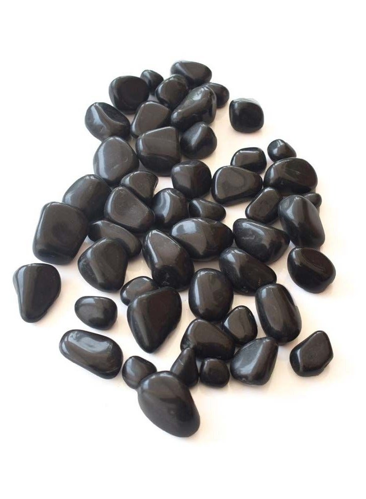 vsell24 1-2 cm Black Decorative Pebbles River Rock Large Black Light Polished Stones For Glassware, Vases, Outdoor Garden, Lawn Aquariums - Image 4