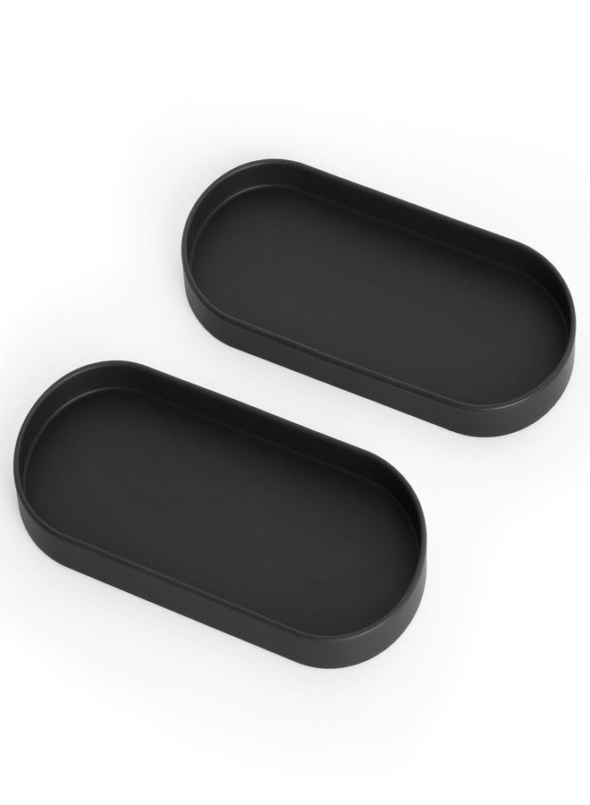Lazy K Silicone Tray - Small Vanity Tray Organizer - Spoon Rest Holder - Kitchen Sink, Bathroom, Multi-Purpose Modern Counter Organizer (Black) - Image 1