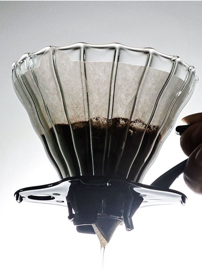 Generic V60 Pour Over Coffee Dripper,02 Coffee Filter For 1-4 Cups.Reusable Coffee Maker,Heat-Resistant Glass Coffee Cone，pour over coffee dripper，pour over coffee dripper，pour over coffee dripper，pour over coffee，coffee dripper  - Image 1