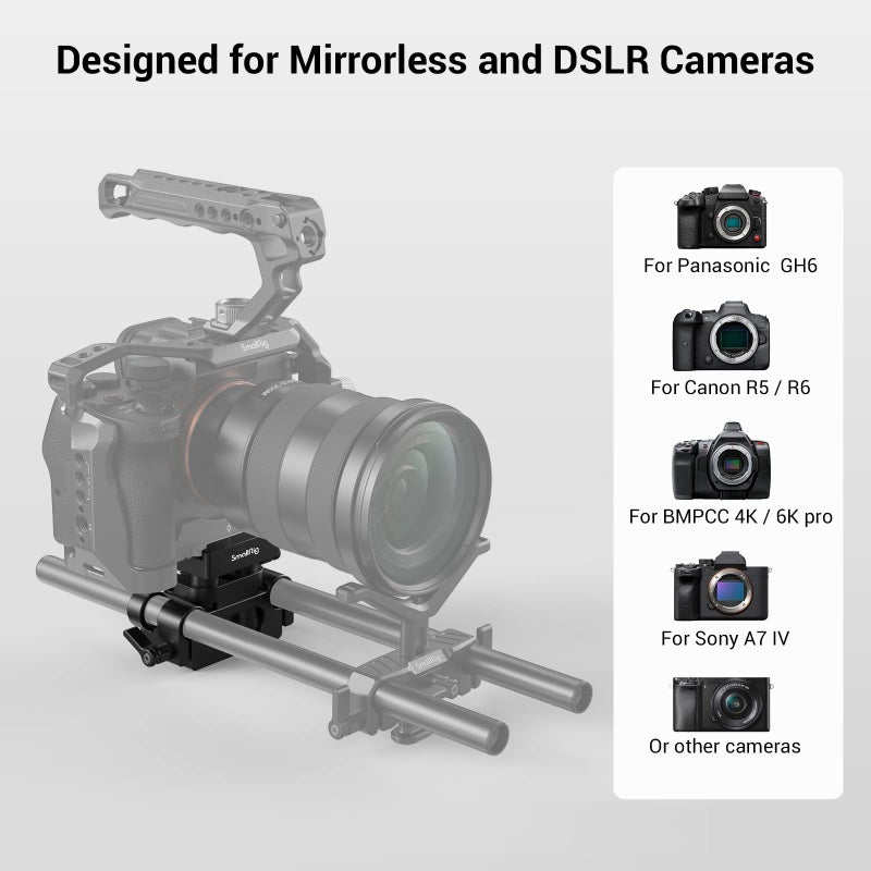 SMALLRIG Universal 15mm Rail Support System with 15mm Rod Clamp and Quick Release Plate - 2272 - Image 2