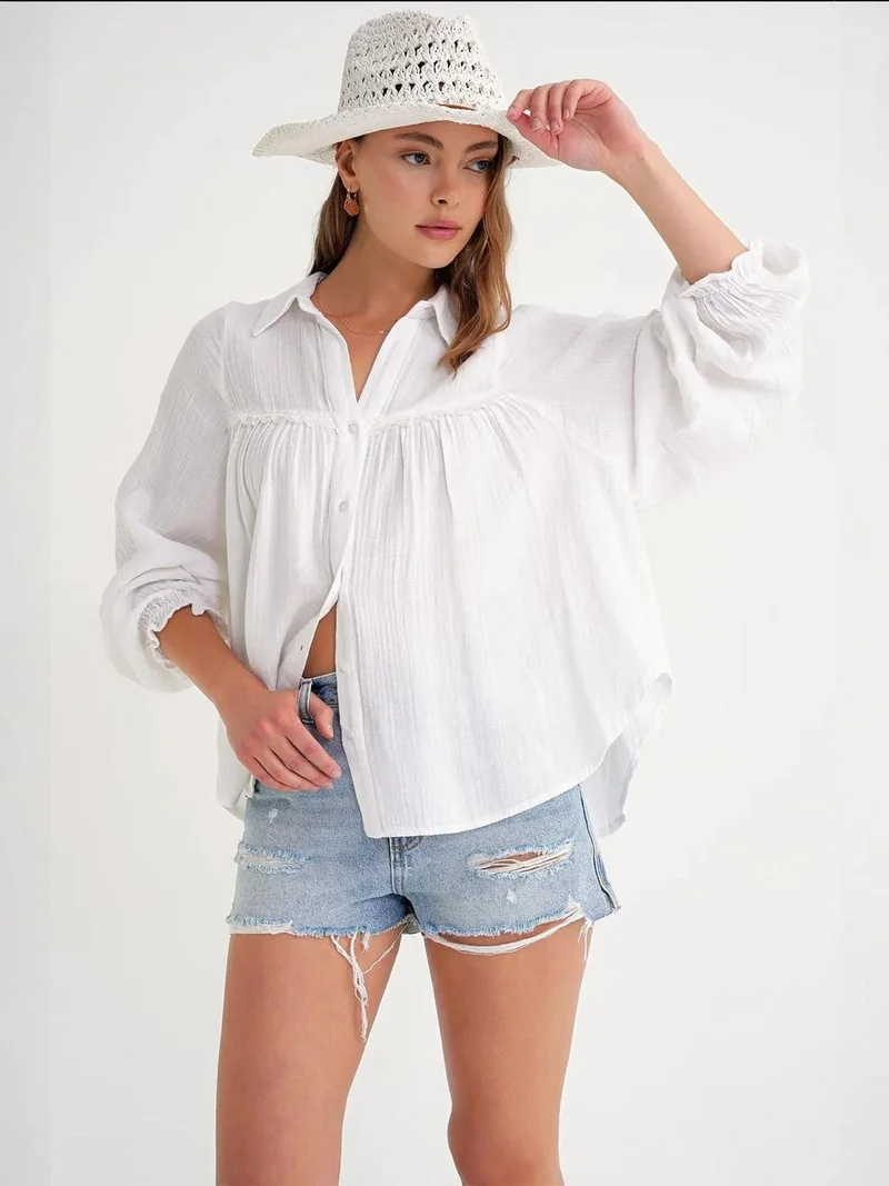 MixRay Mixray Textured Cotton Button-Up Shirt