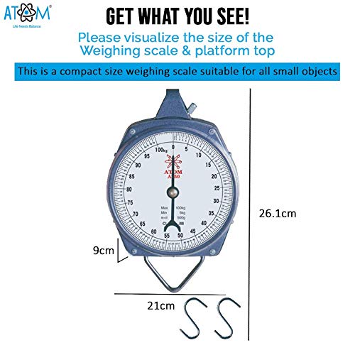 ATOM A350 Analog Metal Hanging Hook Luggage Portable Scale For Industrial Factory Use Capacity 100Kg - Image 3
