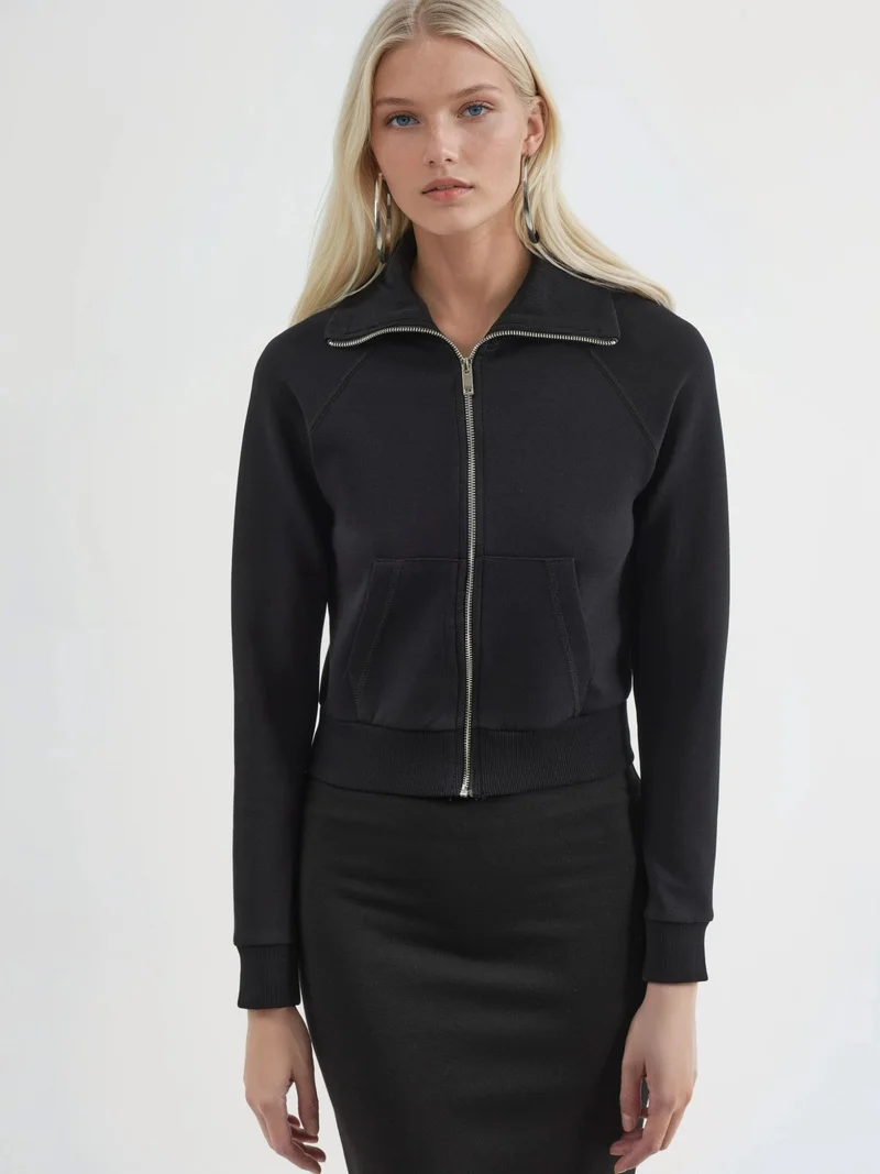 بوسيم جاكيت قطني بسحاب وجيوب من بوستيم