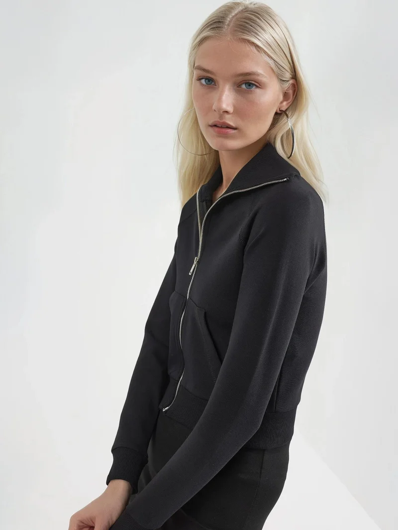 بوسيم جاكيت قطني بسحاب وجيوب من بوستيم