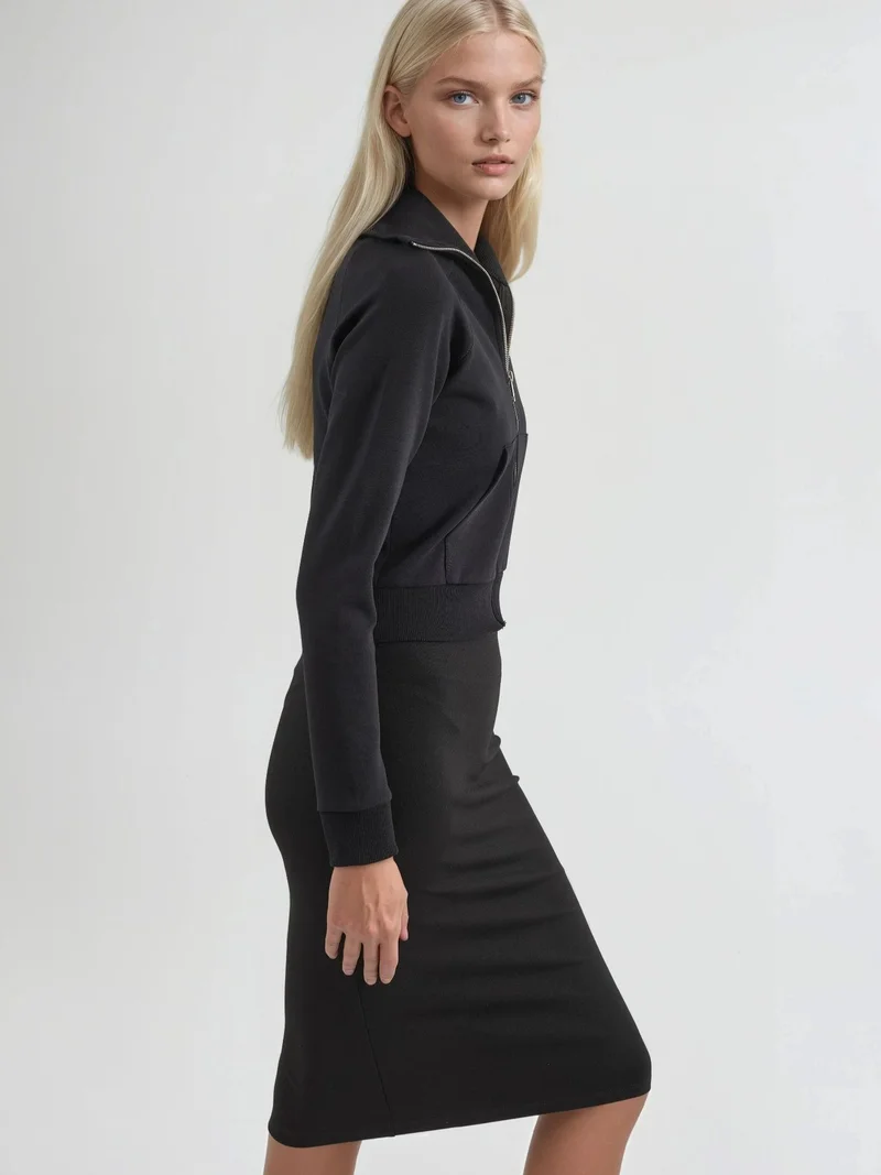 بوسيم جاكيت قطني بسحاب وجيوب من بوستيم