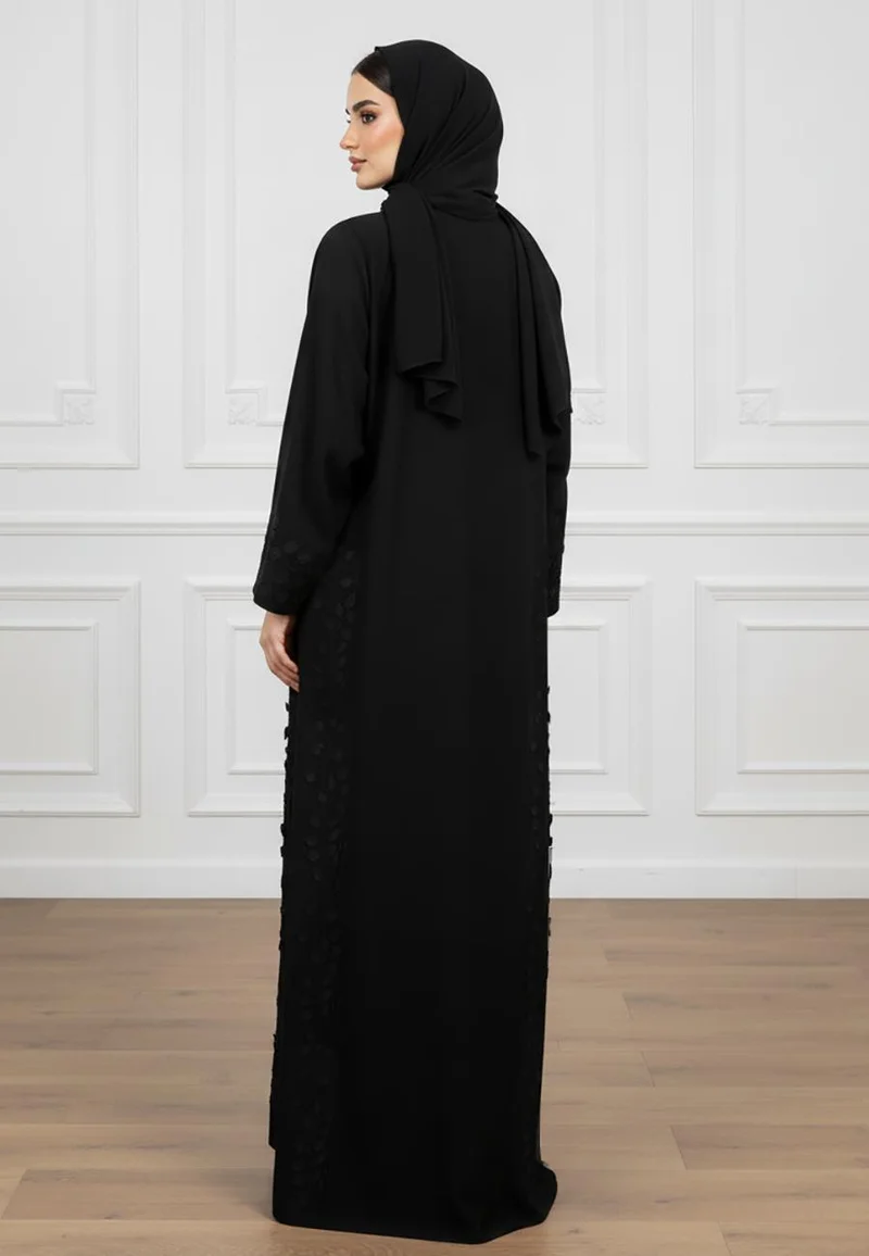 Nukhbaa  Modern Nida Abaya with Contrast Paneling-827 for Women | Best Price UAE