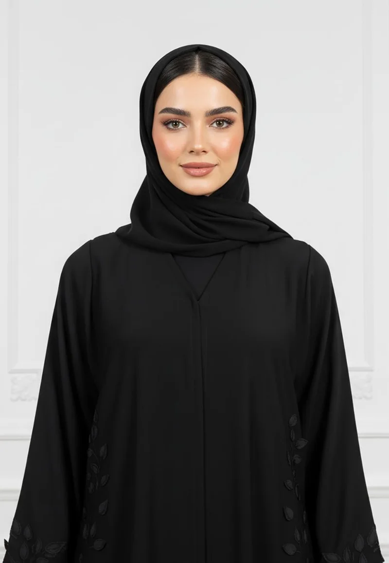 Nukhbaa  Modern Nida Abaya with Contrast Paneling-827 for Women | Best Price UAE