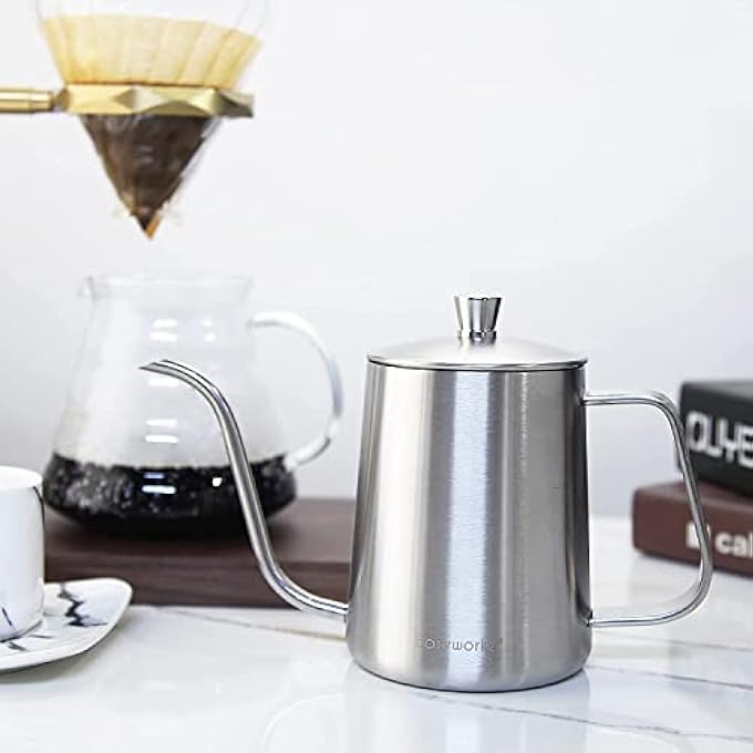 EASYWORKZ Gage Gooseneck Pour Over Coffee Kettle 600Ml Stainless Steel Hand Drip Coffee Pot With Long Narrow Spout Silver - Image 5