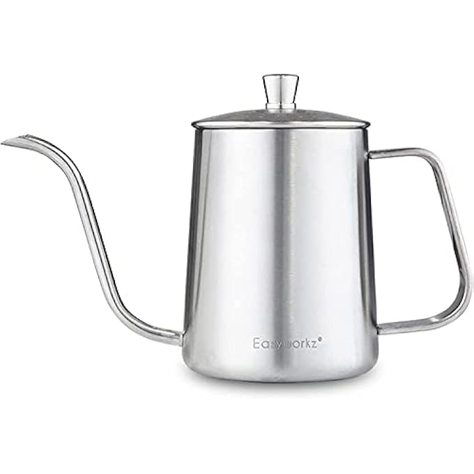 EASYWORKZ Gage Gooseneck Pour Over Coffee Kettle 600Ml Stainless Steel Hand Drip Coffee Pot With Long Narrow Spout Silver - Image 1