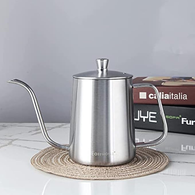 EASYWORKZ Gage Gooseneck Pour Over Coffee Kettle 600Ml Stainless Steel Hand Drip Coffee Pot With Long Narrow Spout Silver - Image 4