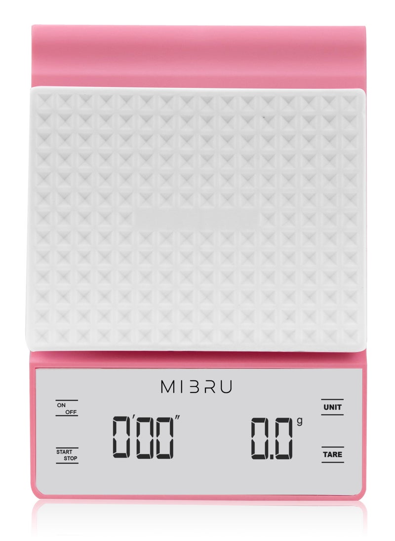 MIBRU - Food Digital Kitchen Scale With Timer And Waterproof Silicone Pad Pink - Image 1