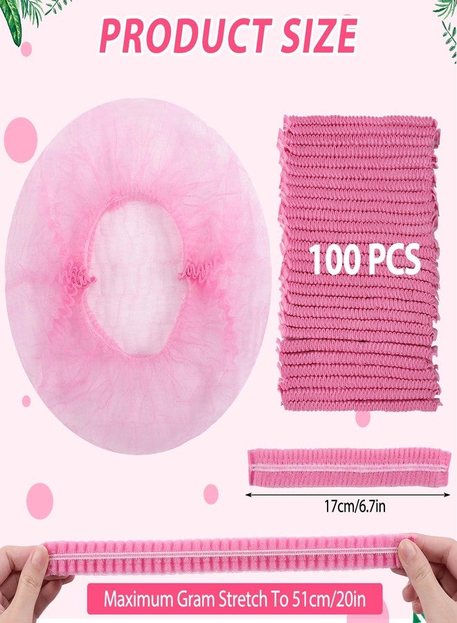 Cptoion 100 Pieces Non-Woven Hair Nets,Disposable Bouffant Caps,20 Inch Elastic Head Cover,Pink Disposable Hair Nets,Hair Net for Food Service,Beauty Salon Cosmetics Spa Men & Women(Pink) - Image 2