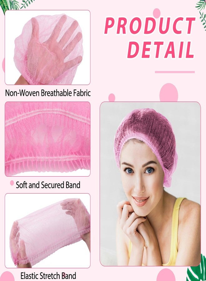 Cptoion 100 Pieces Non-Woven Hair Nets,Disposable Bouffant Caps,20 Inch Elastic Head Cover,Pink Disposable Hair Nets,Hair Net for Food Service,Beauty Salon Cosmetics Spa Men & Women(Pink) - Image 3