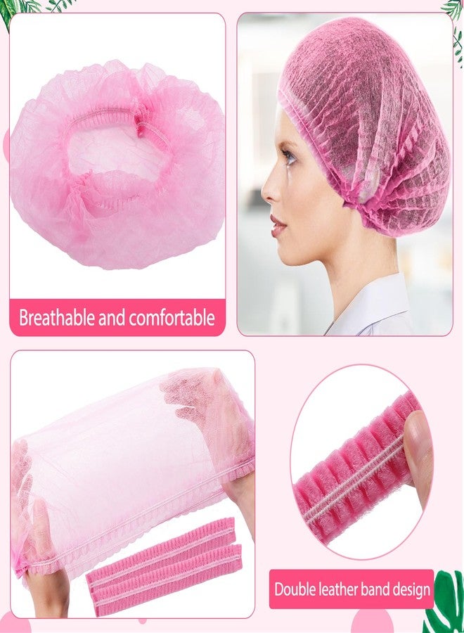 Cptoion 100 Pieces Non-Woven Hair Nets,Disposable Bouffant Caps,20 Inch Elastic Head Cover,Pink Disposable Hair Nets,Hair Net for Food Service,Beauty Salon Cosmetics Spa Men & Women(Pink) - Image 5