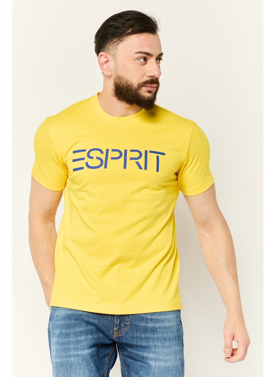 ESPRIT - Men Crew Neck Short Sleeves Brand Logo T-Shirt, Yellow - Image 1