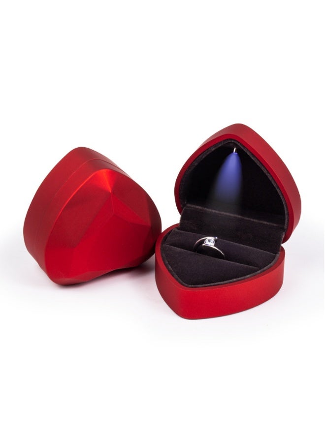 Heart Ring Box with LED Light, Velvet Jewelry Case, 2.8" Gift Box for Proposal, Wedding, Anniversary, Birthday - Image 2