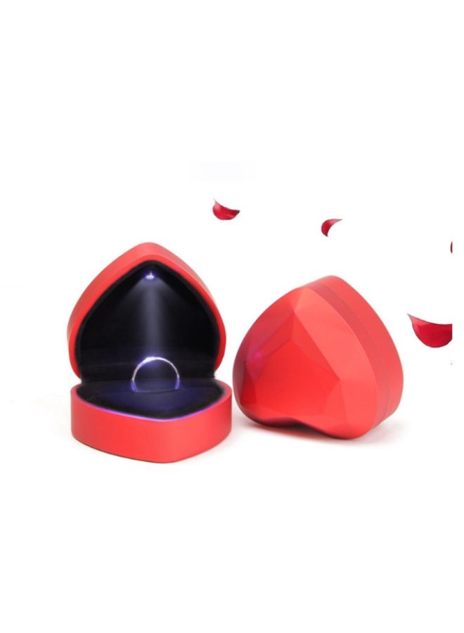 Heart Ring Box with LED Light, Velvet Jewelry Case, 2.8" Gift Box for Proposal, Wedding, Anniversary, Birthday - Image 3